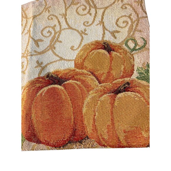 Set of 2 Pumpkin Placemats Gold Metallic Fall Thanksgiving 19" x 13" Lined Back - Picture 4 of 7